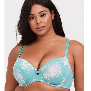 Aqua Floral Cotton T-Shirt Bra Torrid 40G